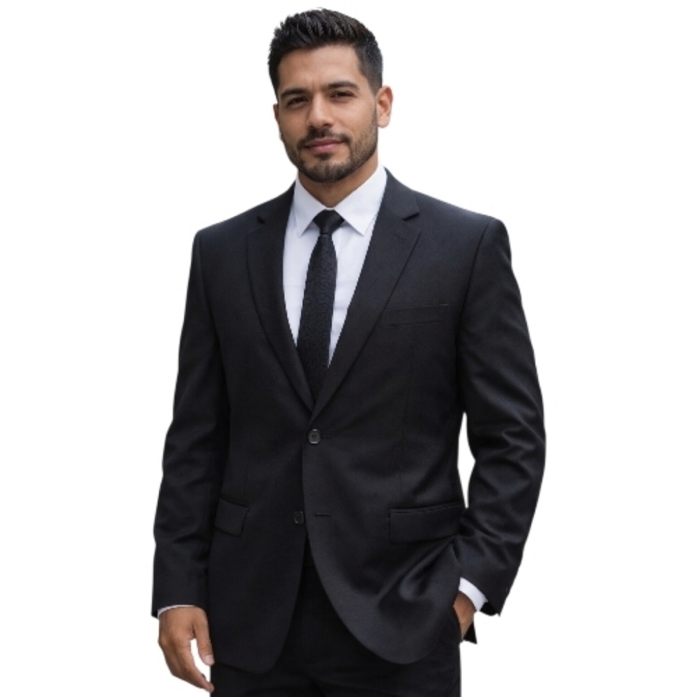 Verno Fashion italian super 120s Black 2 button Suit Jacket blazer 48 l